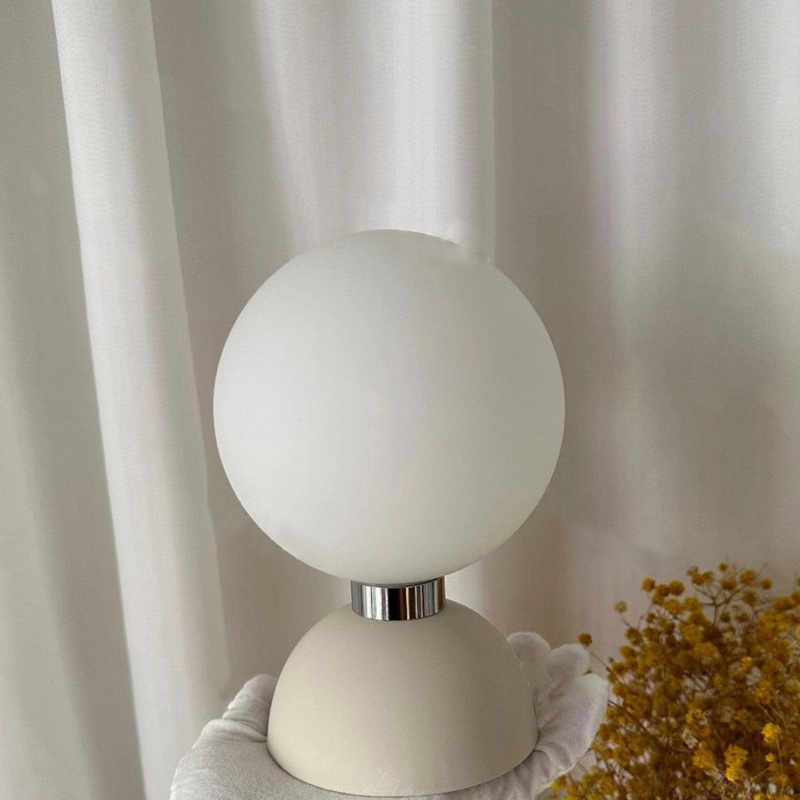 Contemporary Nordic Magic Bean Round Orb Iron Glass 1-Light Semi-Flush Mount Ceiling Light For Hallway