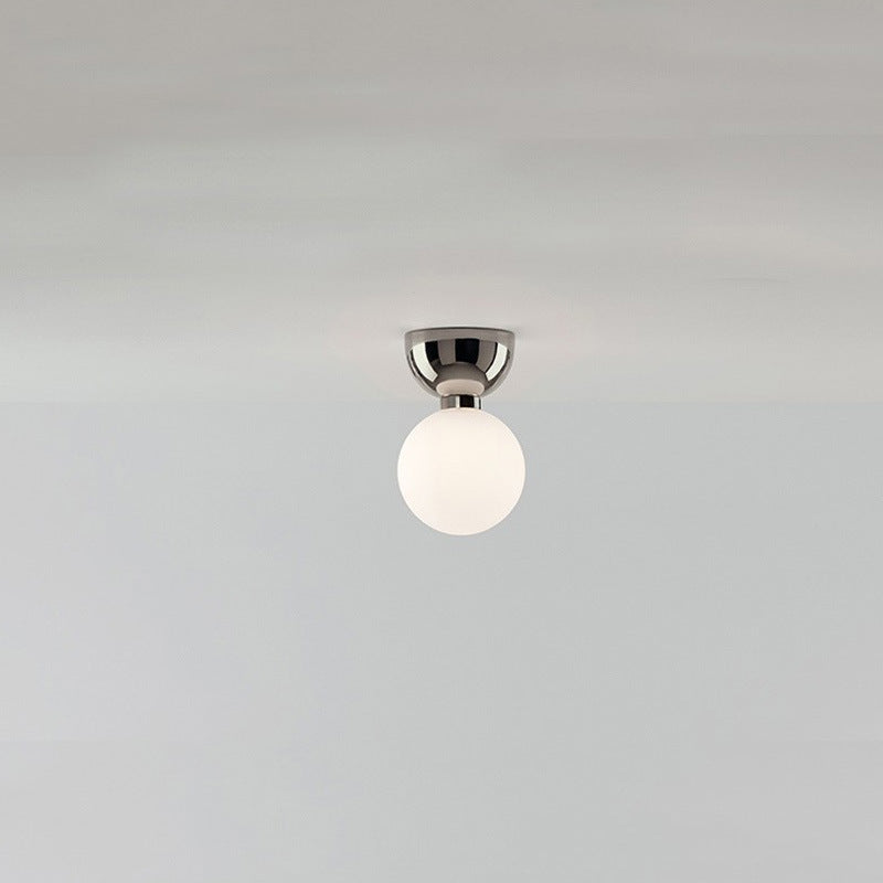 Contemporary Nordic Magic Bean Round Orb Iron Glass 1-Light Semi-Flush Mount Ceiling Light For Hallway