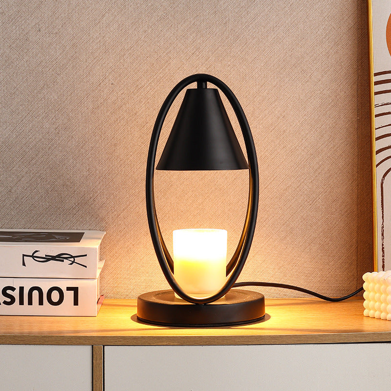 Modern Minimalist Round Oval Cone Hardware 1-Light Melting Wax Table Lamp For Bedroom