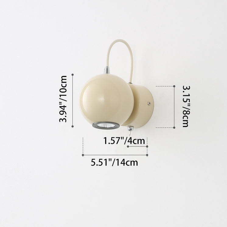 Contemporary Nordic Magnetic Round Orb Iron LED Wall Sconce Lamp For Bedroom