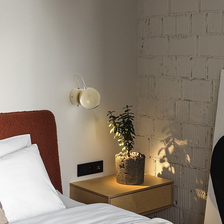Contemporary Nordic Magnetic Round Orb Iron LED Wall Sconce Lamp For Bedroom