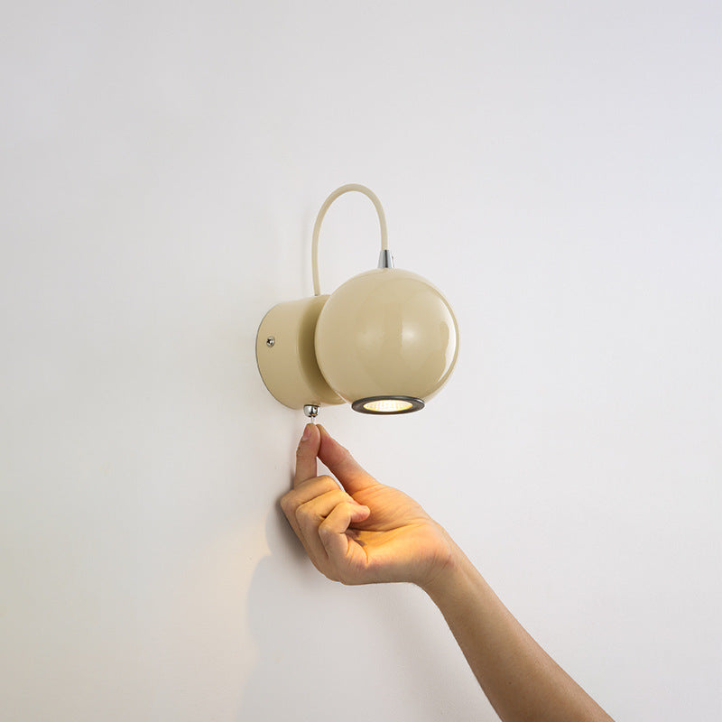 Contemporary Nordic Magnetic Round Orb Iron LED Wall Sconce Lamp For Bedroom