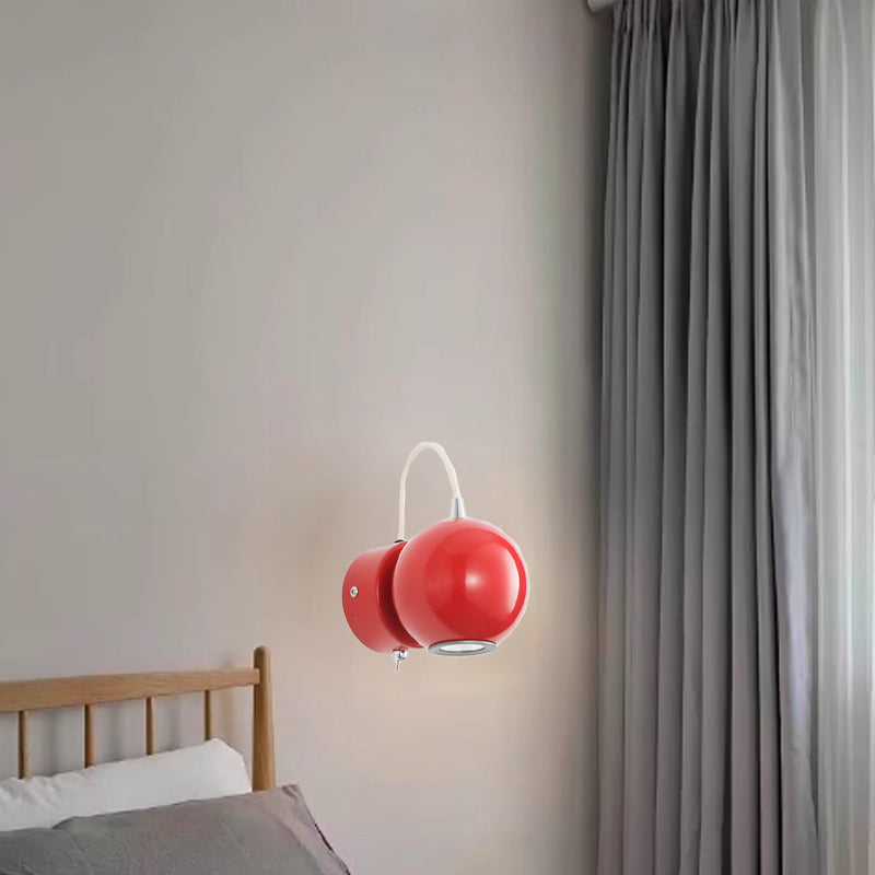 Contemporary Nordic Magnetic Round Orb Iron LED Wall Sconce Lamp For Bedroom
