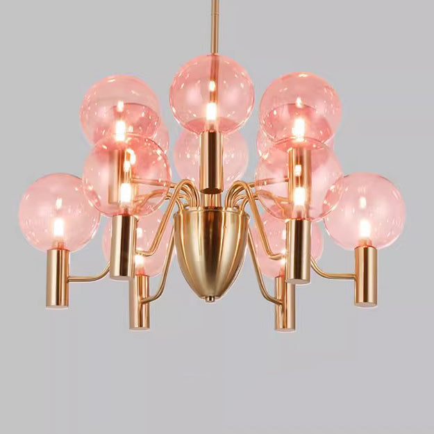 Contemporary Nordic Magic Bean Round Orb Iron Glass 6/8/10/12 Light Chandelier For Living Room