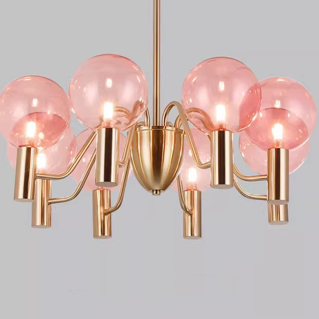 Contemporary Nordic Magic Bean Round Orb Iron Glass 6/8/10/12 Light Chandelier For Living Room