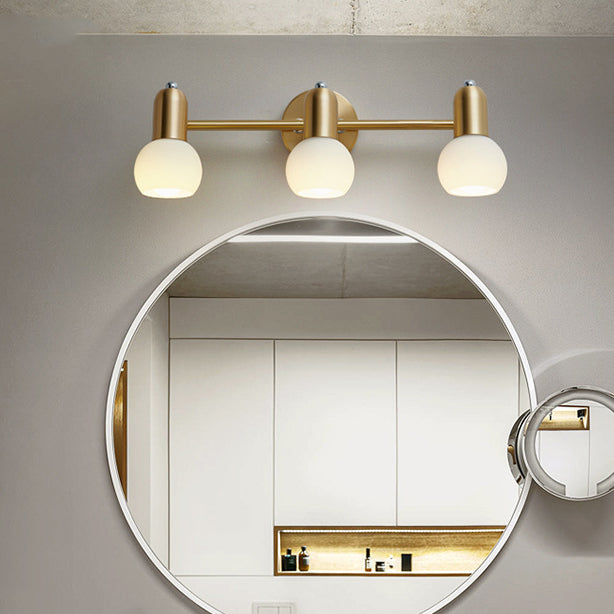 Contemporary Nordic Round Cone Linear Copper Glass 2/3 Light Wall Sconce Lamp For Bathroom
