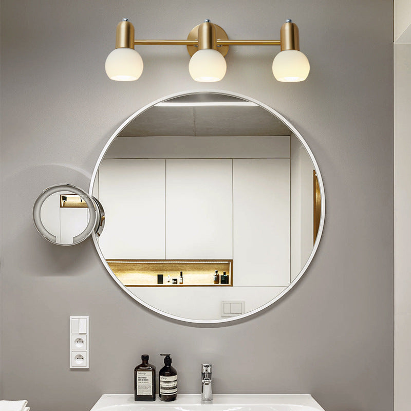 Contemporary Nordic Round Cone Linear Copper Glass 2/3 Light Wall Sconce Lamp For Bathroom