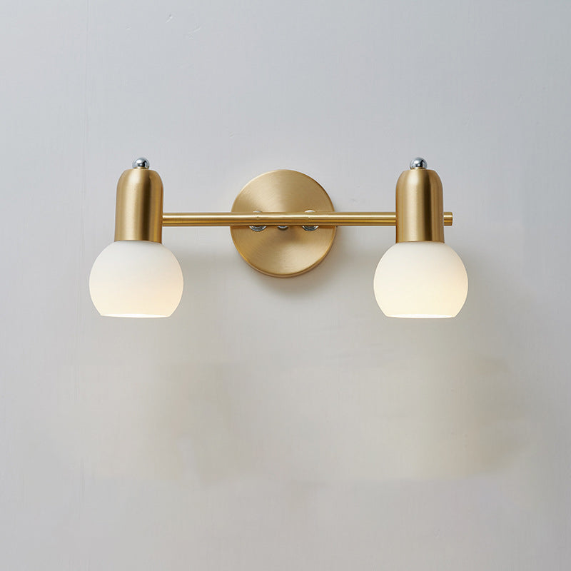 Contemporary Nordic Round Cone Linear Copper Glass 2/3 Light Wall Sconce Lamp For Bathroom
