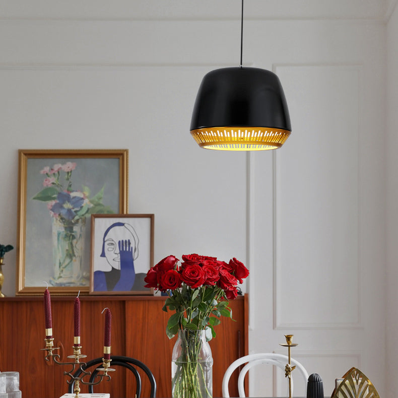 Contemporary Nordic Round Cylinder Iron 1-Light Pendant Light For Dining Room
