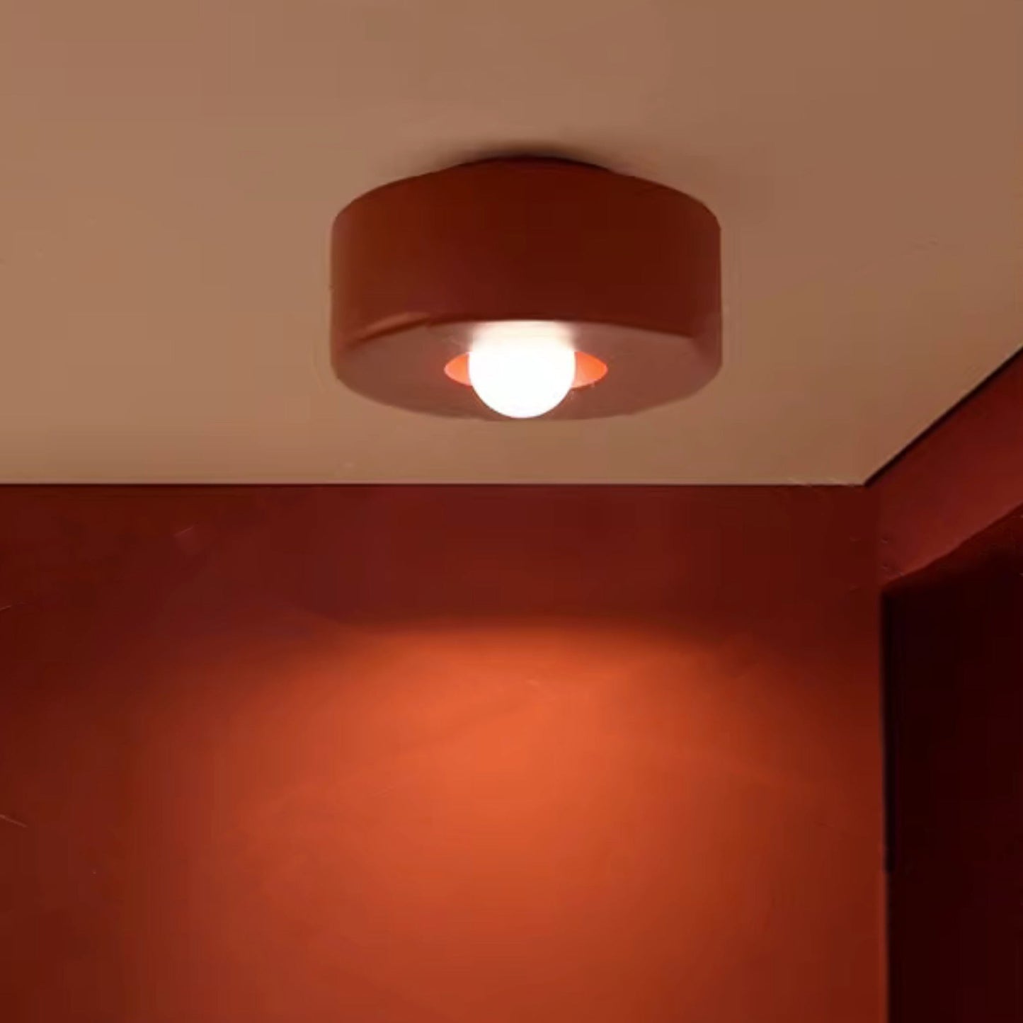 Contemporary Nordic Round Cylinder Hardware Resin 1-Light Semi-Flush Mount Ceiling Light For Hallway