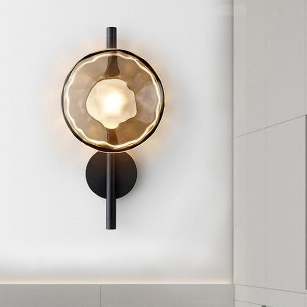 Contemporary Nordic Round Iron Glass LED Wall Sconce Lamp For Bedroom