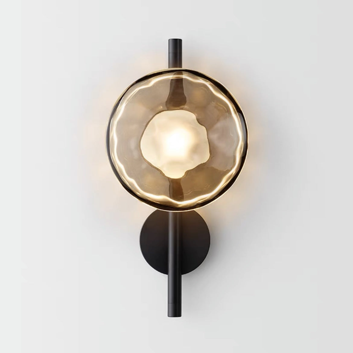Contemporary Nordic Round Iron Glass LED Wall Sconce Lamp For Bedroom