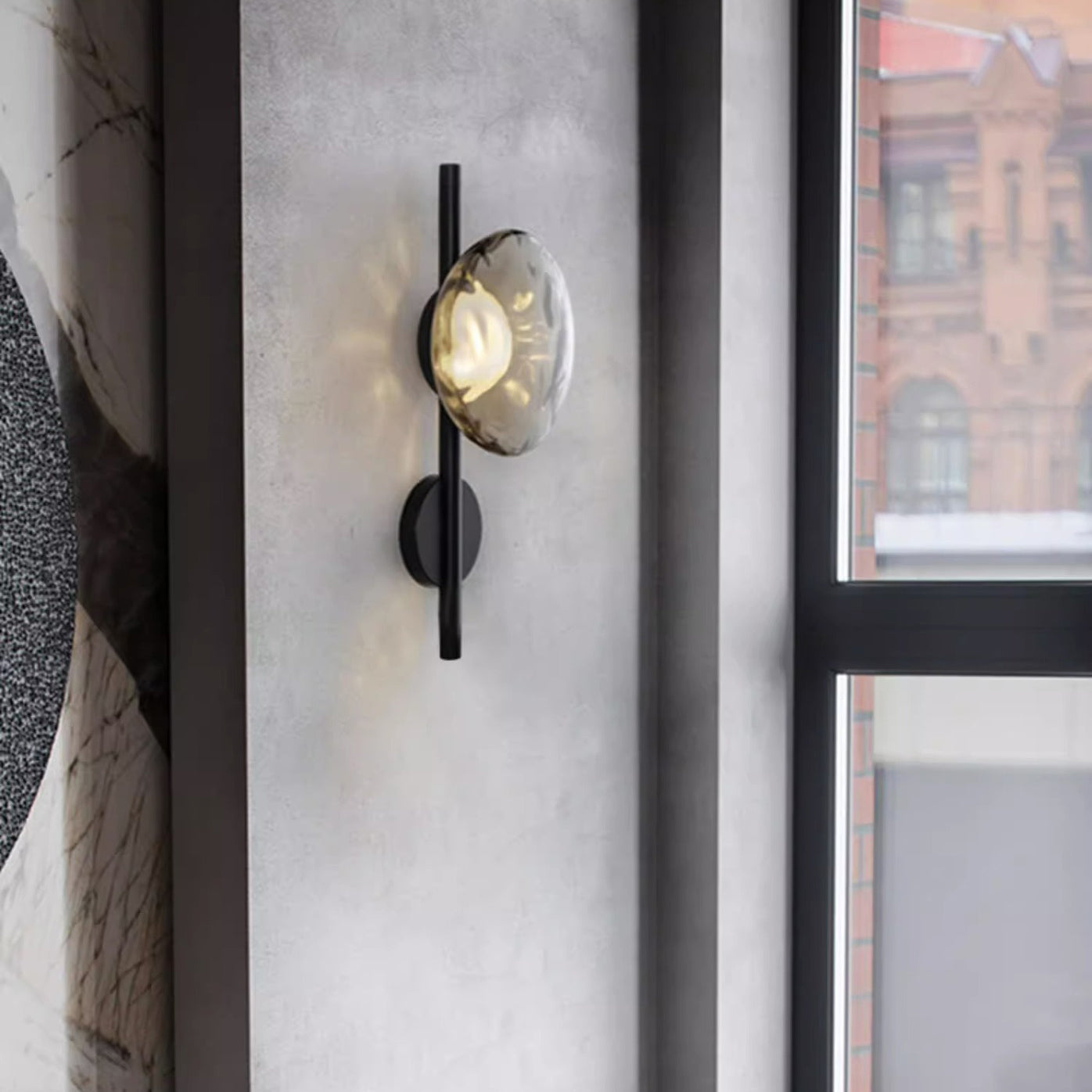 Contemporary Nordic Round Iron Glass LED Wall Sconce Lamp For Bedroom