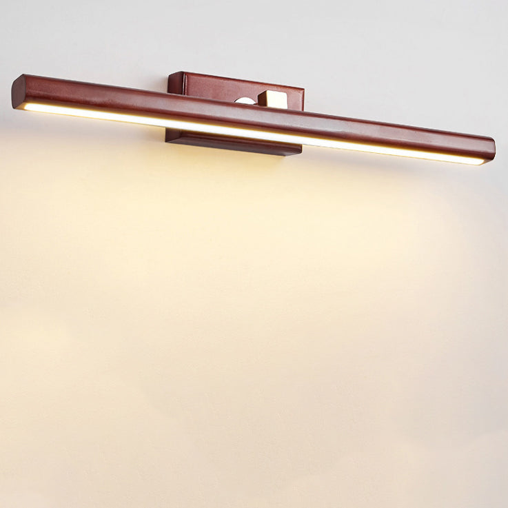 Modern Minimalist Linear Cylinder Wood Copper LED Wall Sconce Lamp For Bathroom