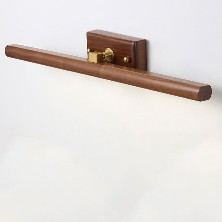 Modern Minimalist Linear Cylinder Wood Copper LED Wall Sconce Lamp For Bathroom