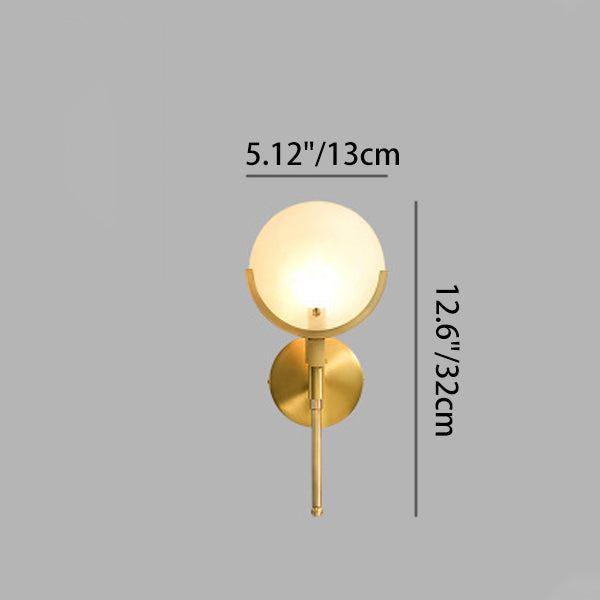Contemporary Scandinavian Round Linear Iron Marble 1-Light Wall Sconce Lamp For Bedroom