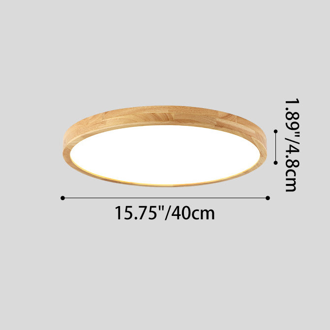 Modern Minimalist Round Dome Rubberwood Acrylic LED Flush Mount Ceiling Light For Bedroom