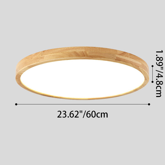 Modern Minimalist Round Dome Rubberwood Acrylic LED Flush Mount Ceiling Light For Bedroom
