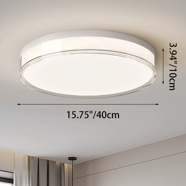 Modern Minimalist Round Cylinder Iron Acrylic LED Flush Mount Ceiling Light For Bedroom
