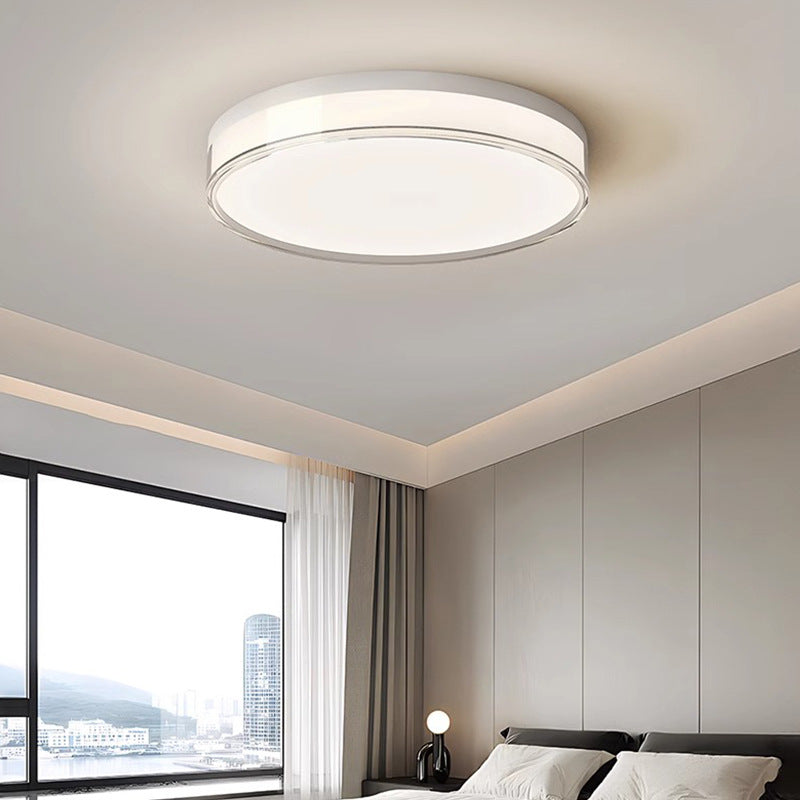 Modern Minimalist Round Cylinder Iron Acrylic LED Flush Mount Ceiling Light For Bedroom