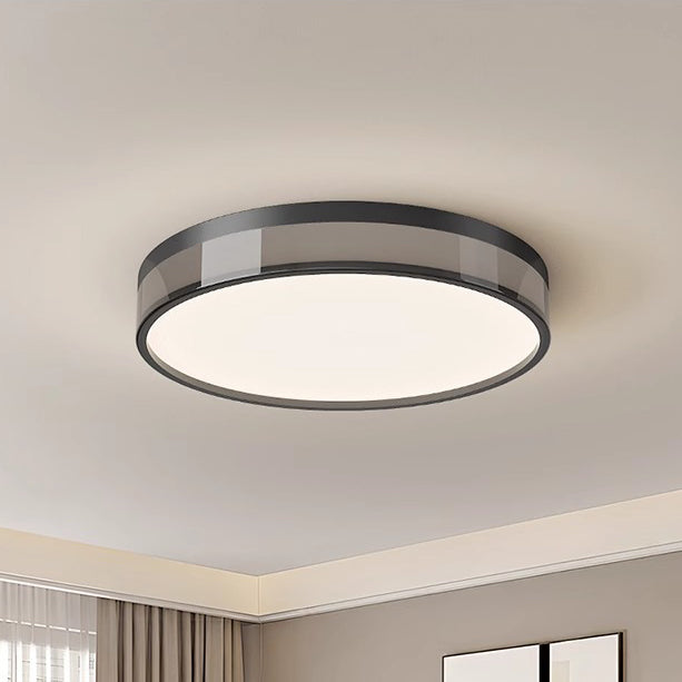 Modern Minimalist Round Cylinder Iron Acrylic LED Flush Mount Ceiling Light For Bedroom