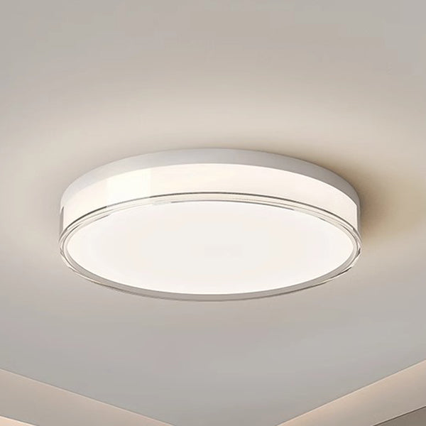 Modern Minimalist Round Cylinder Iron Acrylic LED Flush Mount Ceiling Light For Bedroom