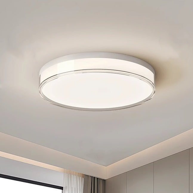 Modern Minimalist Round Cylinder Iron Acrylic LED Flush Mount Ceiling Light For Bedroom