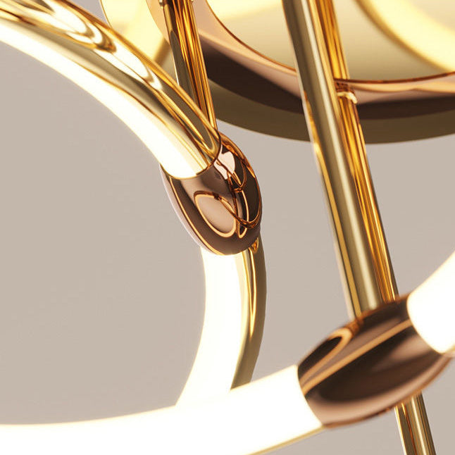 Modern Luxury Round Circle Aluminum Silicone LED Semi-Flush Mount Ceiling Light For Living Room