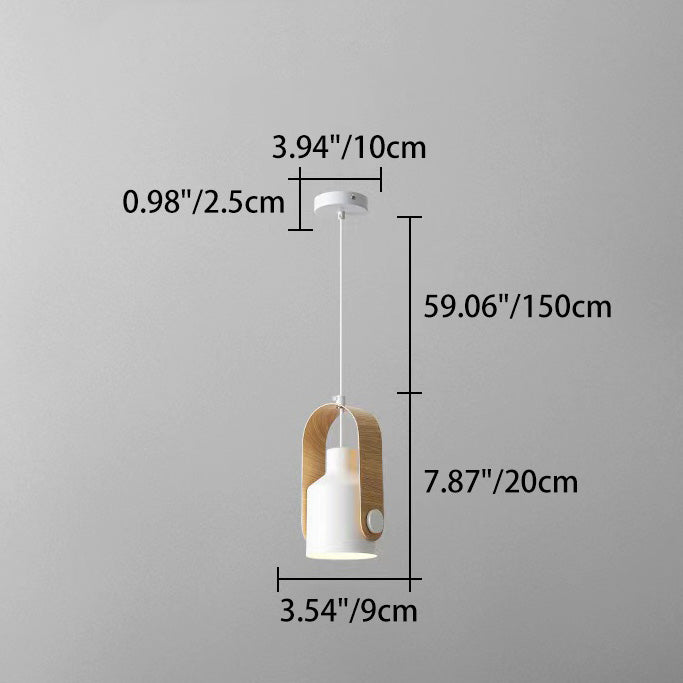 Contemporary Nordic Adjustable Round Cylinder Metal 1-Light Pendant Light For Bedroom