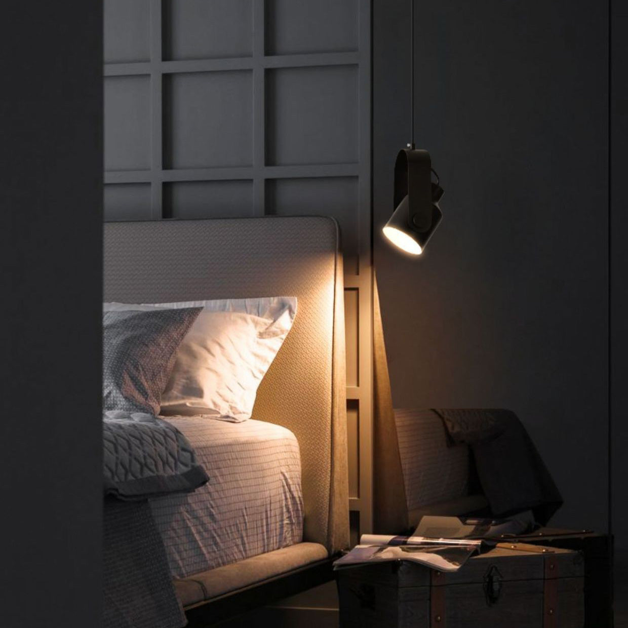 Contemporary Nordic Adjustable Round Cylinder Metal 1-Light Pendant Light For Bedroom