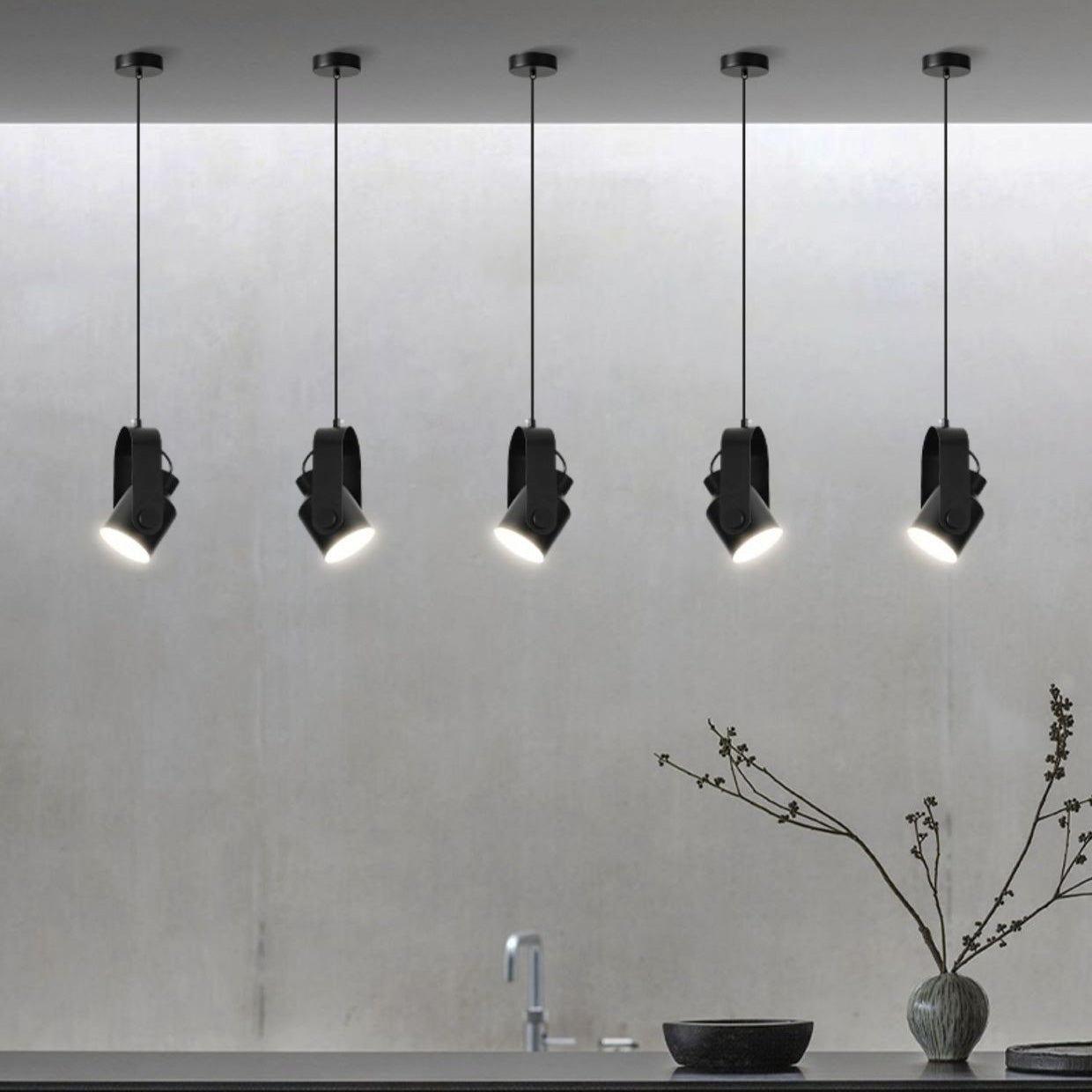 Contemporary Nordic Adjustable Round Cylinder Metal 1-Light Pendant Light For Bedroom