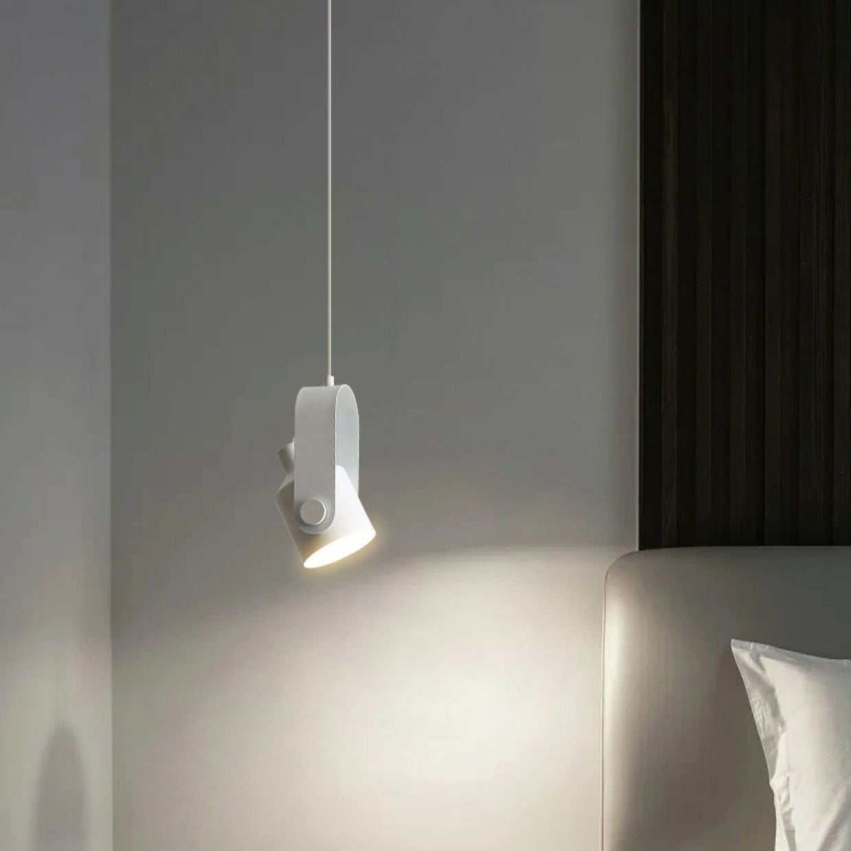 Contemporary Nordic Adjustable Round Cylinder Metal 1-Light Pendant Light For Bedroom