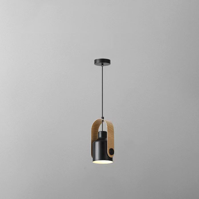 Contemporary Nordic Adjustable Round Cylinder Metal 1-Light Pendant Light For Bedroom