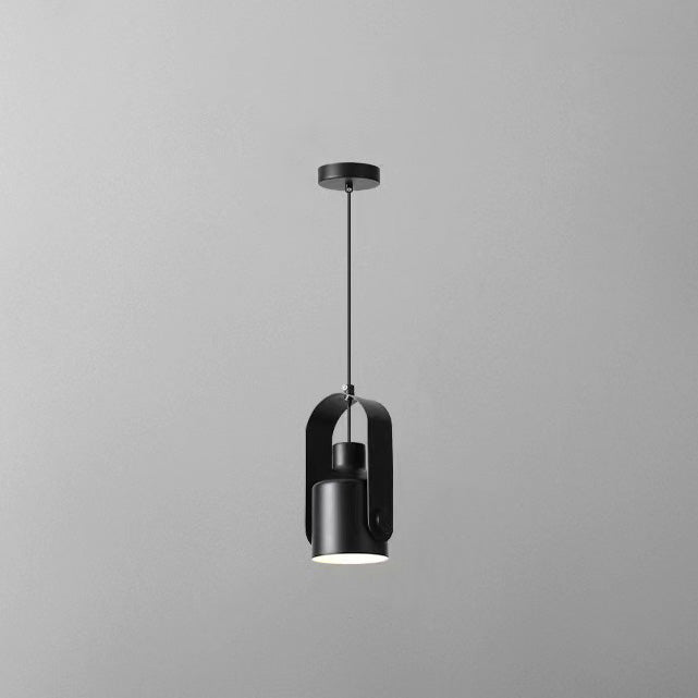 Contemporary Nordic Adjustable Round Cylinder Metal 1-Light Pendant Light For Bedroom