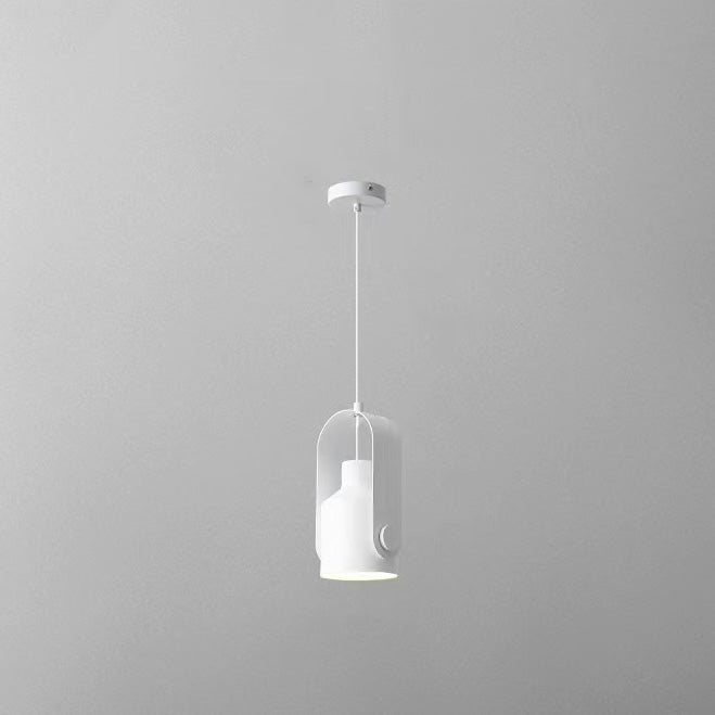 Contemporary Nordic Adjustable Round Cylinder Metal 1-Light Pendant Light For Bedroom