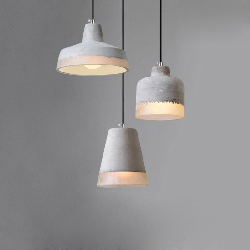 Contemporary Industrial Cylinder Prism Cement Resin 1-Light Pendant Light For Dining Room