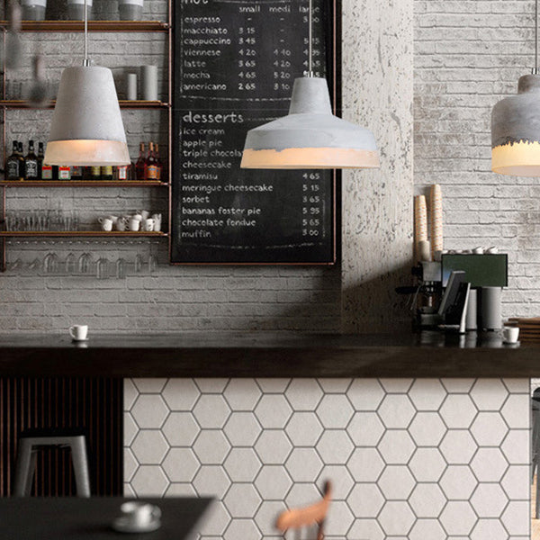 Contemporary Industrial Cylinder Prism Cement Resin 1-Light Pendant Light For Dining Room