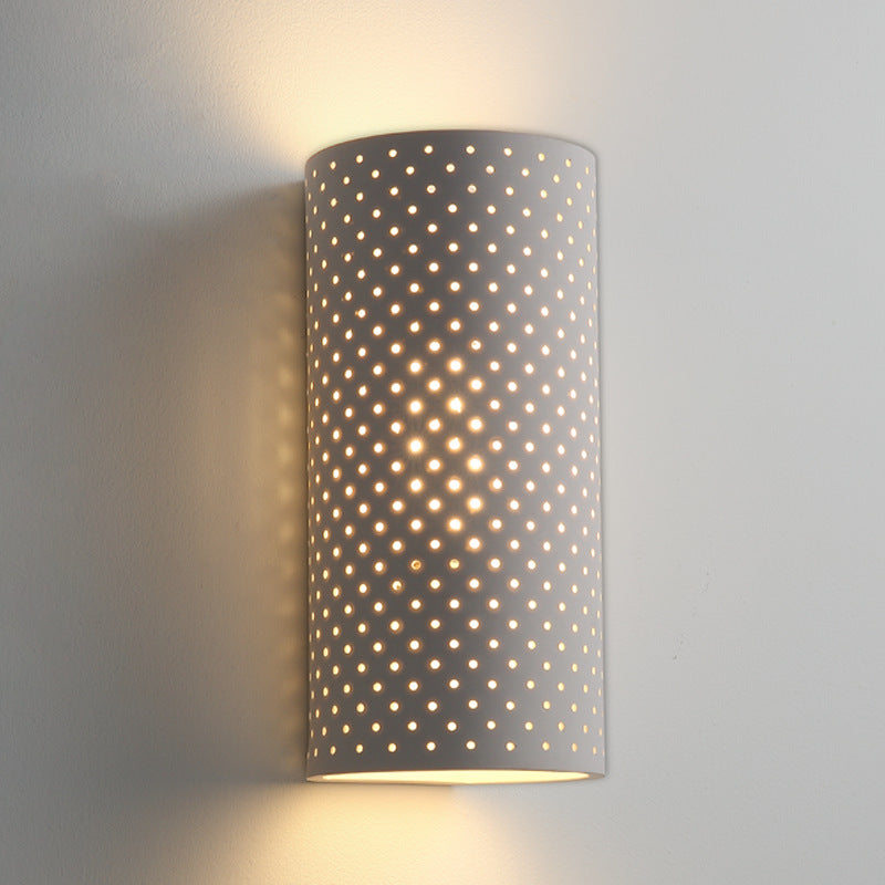 Modern Minimalist Round Cylinder Plaster LED Wall Sconce Lamp For Living Room