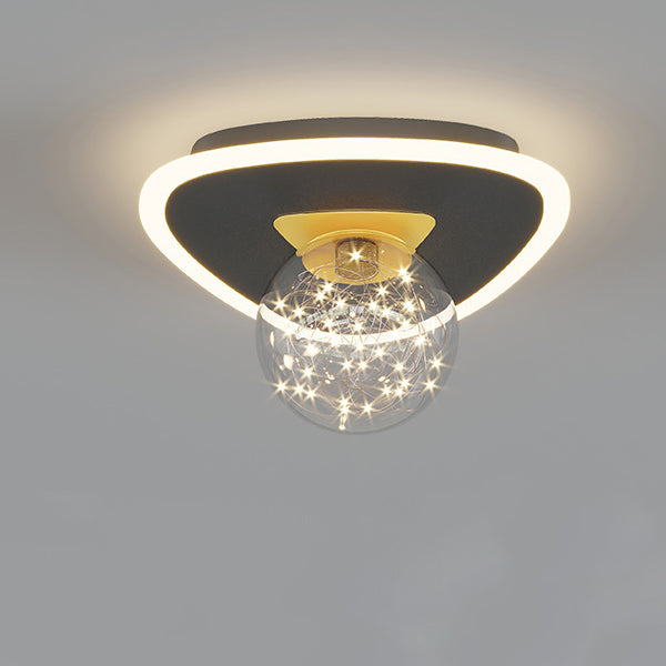 Contemporary Creative Round Orb Flower Triangle Iron Acrylic LED Semi-Flush Mount Ceiling Light For Hallway