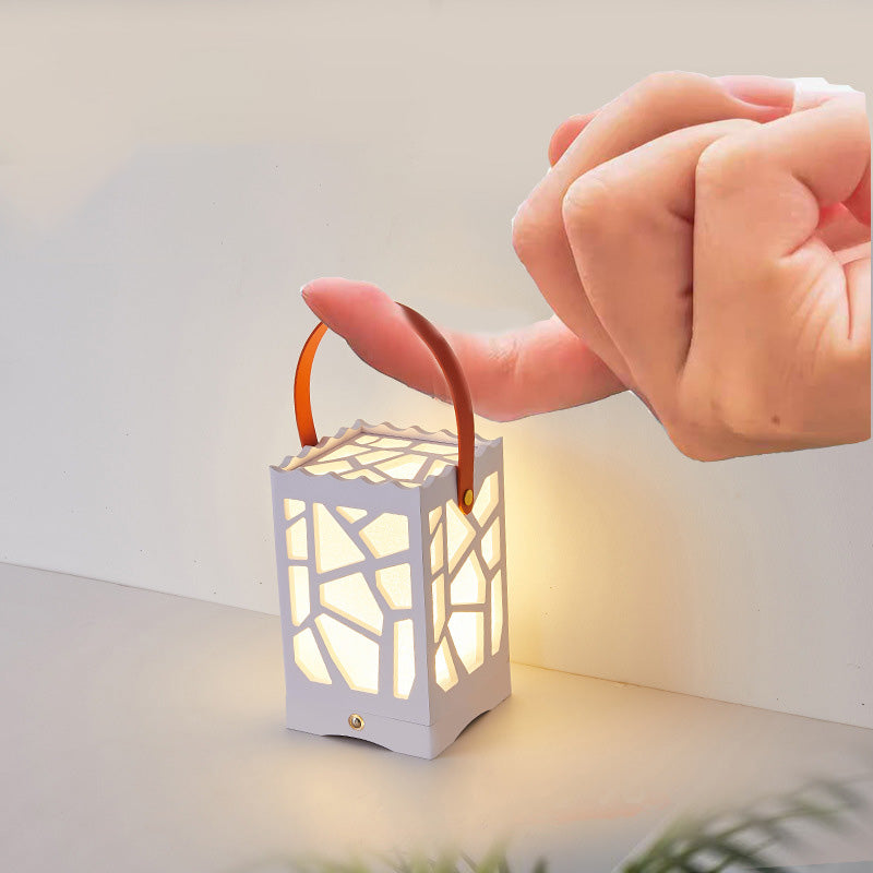 Modern Minimalist USB Handheld Rectangle Star Love Graphic Plastic LED Table Lamp For Bedroom