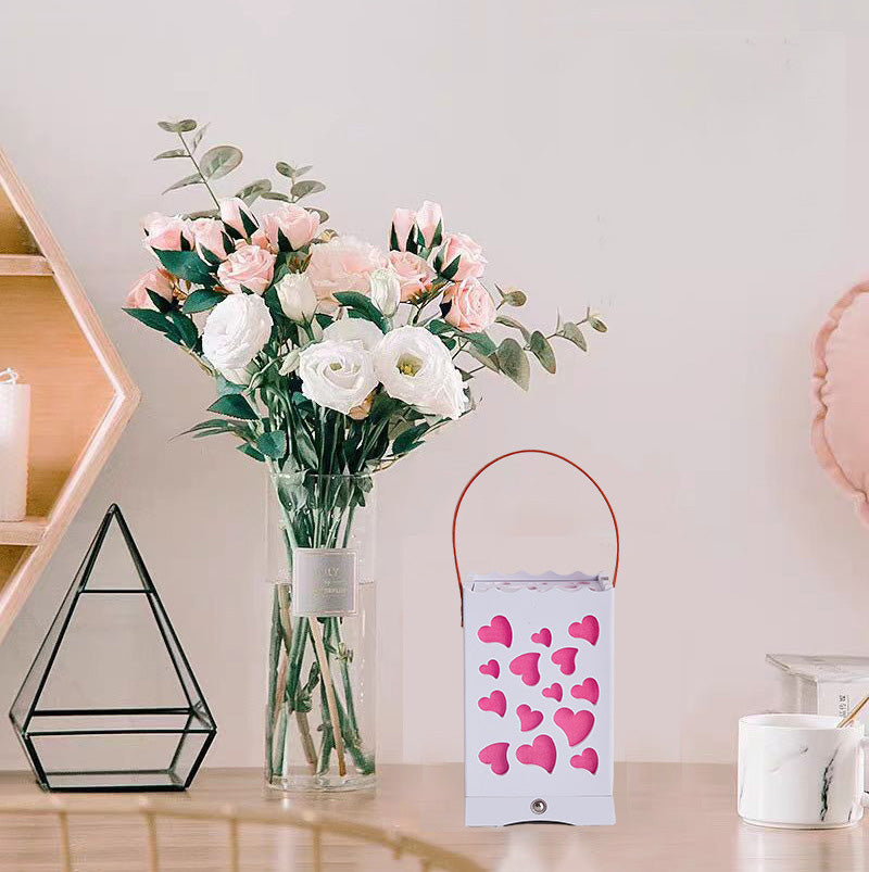 Modern Minimalist USB Handheld Rectangle Star Love Graphic Plastic LED Table Lamp For Bedroom