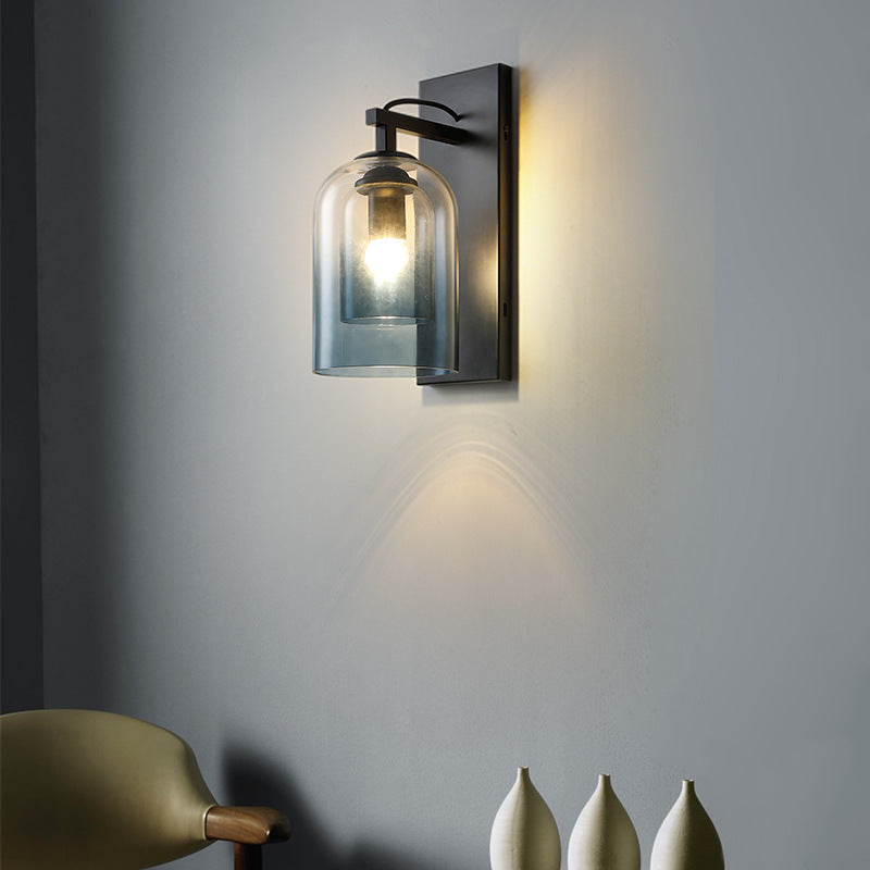 Contemporary Nordic Round Oval Hardware Glass 1-Light Wall Sconce Lamp For Bedroom