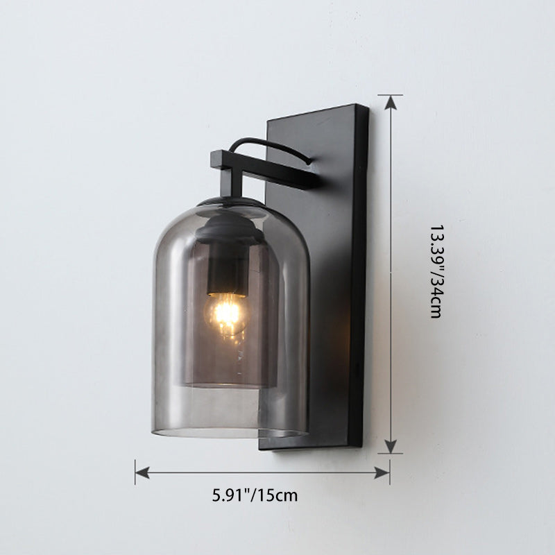 Contemporary Nordic Round Oval Hardware Glass 1-Light Wall Sconce Lamp For Bedroom
