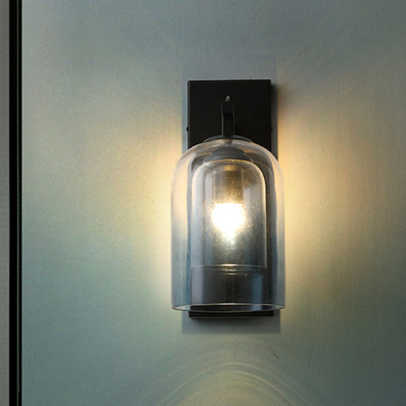 Contemporary Nordic Round Oval Hardware Glass 1-Light Wall Sconce Lamp For Bedroom