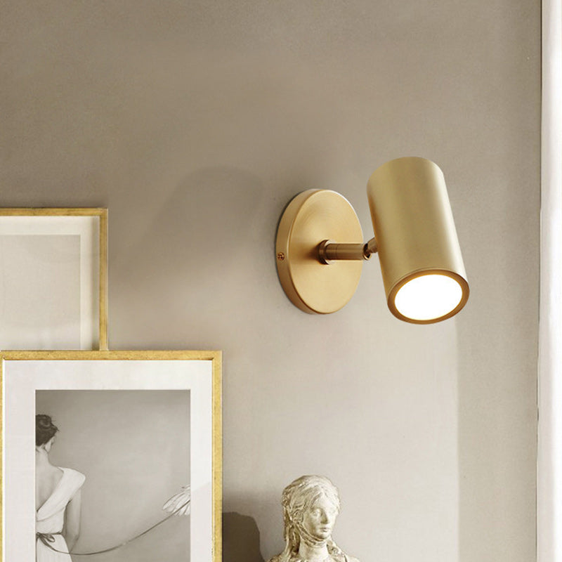 Modern Minimalist Round Cylinder Iron Spotlight 1-Light Wall Sconce Lamp For Bedroom