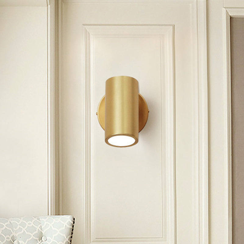 Modern Minimalist Round Cylinder Iron Spotlight 1-Light Wall Sconce Lamp For Bedroom