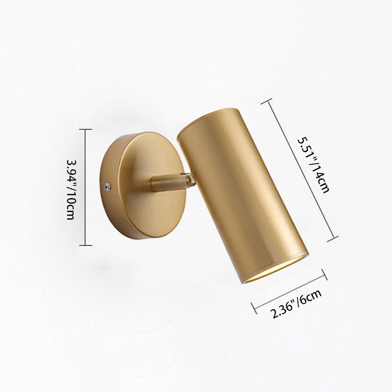 Modern Minimalist Round Cylinder Iron Spotlight 1-Light Wall Sconce Lamp For Bedroom