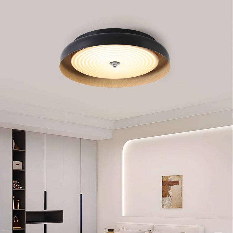 Modern Mid-Century Dish Shape Round Iron Acrylic LED Flush Mount Ceiling Light For Bedroom
