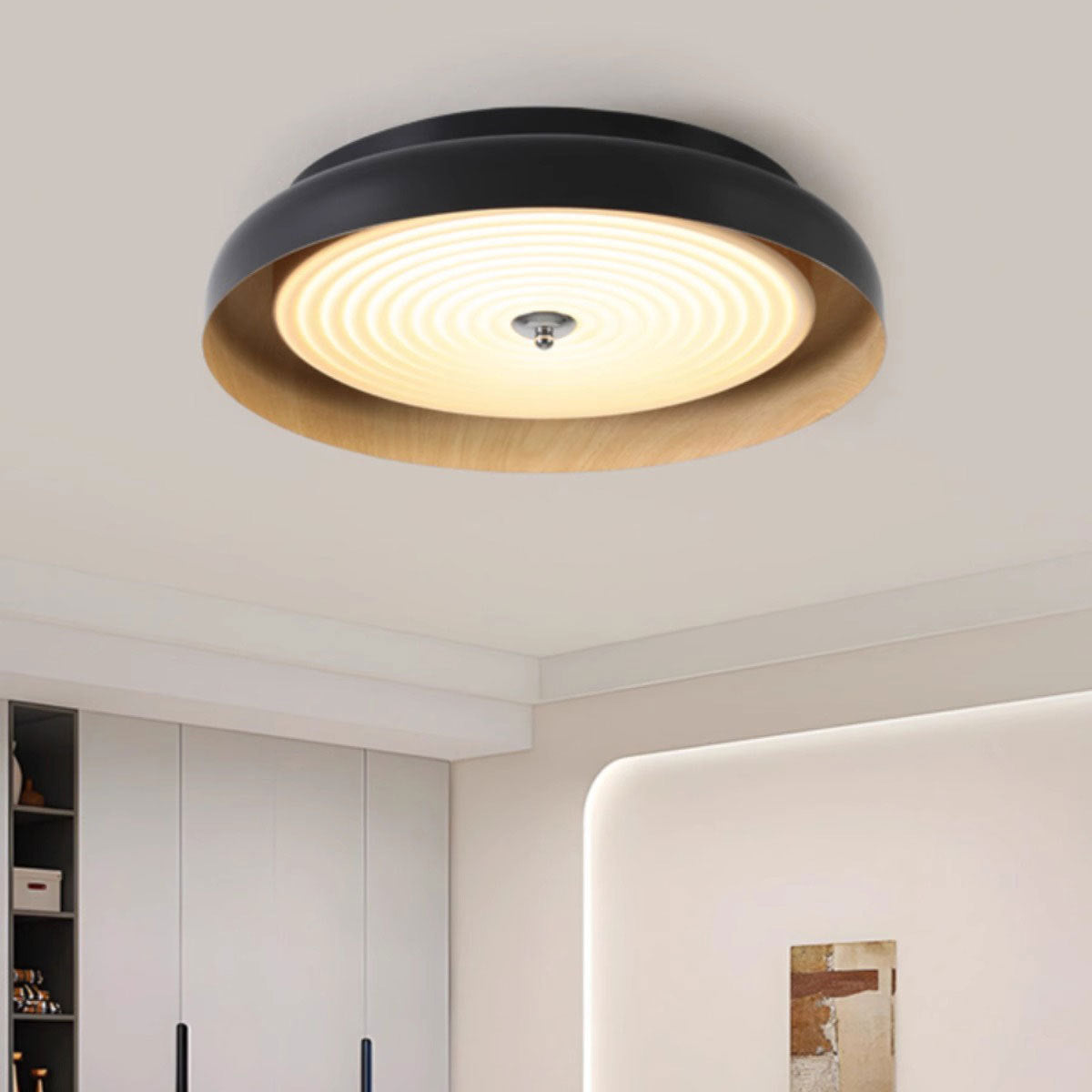 Modern Mid-Century Dish Shape Round Iron Acrylic LED Flush Mount Ceiling Light For Bedroom