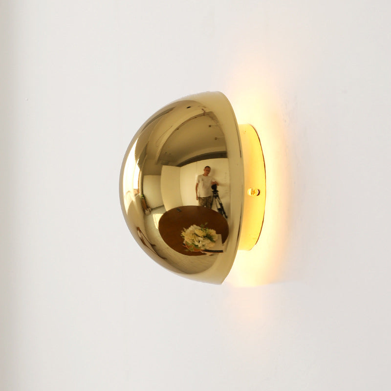 Modern Minimalist Meteorite Round Semi-Round Stainless Steel LED Wall Sconce Lamp For Bedroom